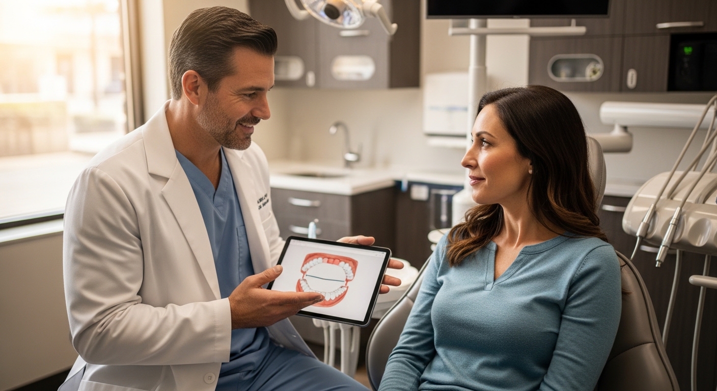 Dentist in Richardson assisting a patient with a treatment plan.